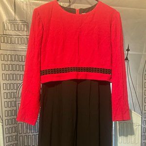 90's Red and Black Color Blocked Career Dress, Enge Collection